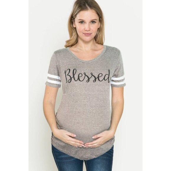 Maternity T-Shirt "Blessed" Slogan Short Sleeve Casual Fit Medium - Picture 2 of 4
